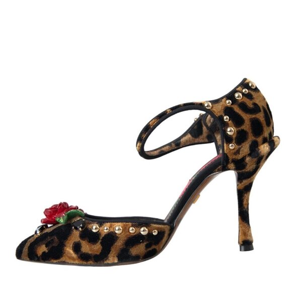 Dolce & Gabbana Dolce & Gabbana Brown Leopard Floral Crystal Mary Janes Pumps - Picture 5 of 6